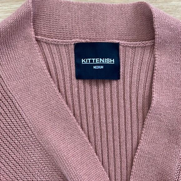 Kittenish Womens Knit Wrap Sweater Dress Medium Mauve Brighton Balloon Sleeve - Picture 4 of 7